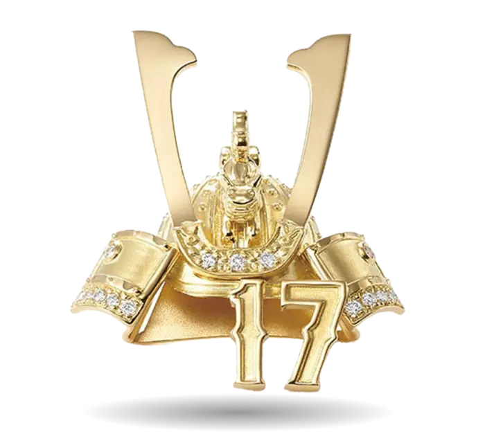 K18 DIAMOND KABUTO PIN BROOCH